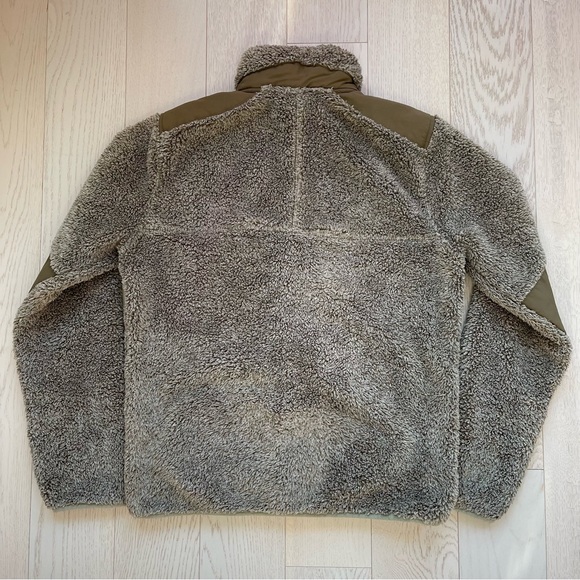 LL Bean Hi Pile Ultra Plush Fleece Zip Up Elbow Patch Jacket Cabincore Outdoors - Picture 3 of 12